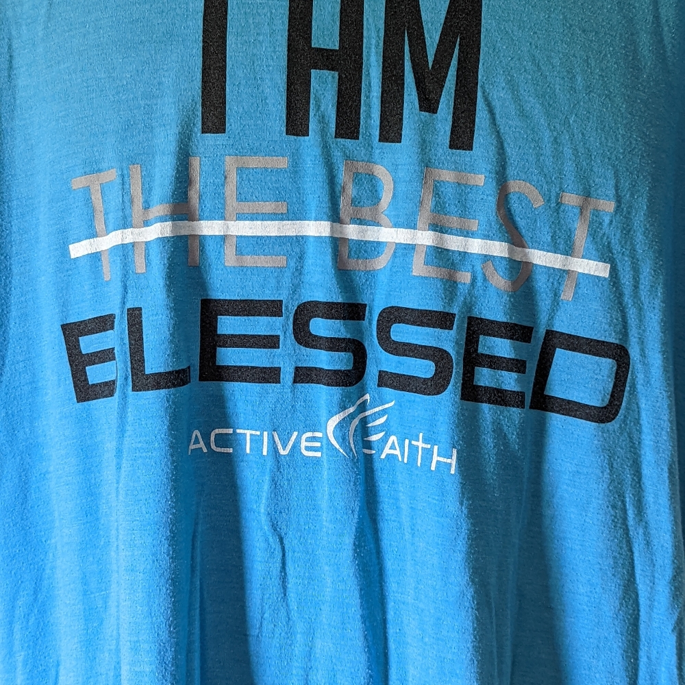 Men's Active Faith "Blessed Tee" Blue Size Large - Picture 3 of 6